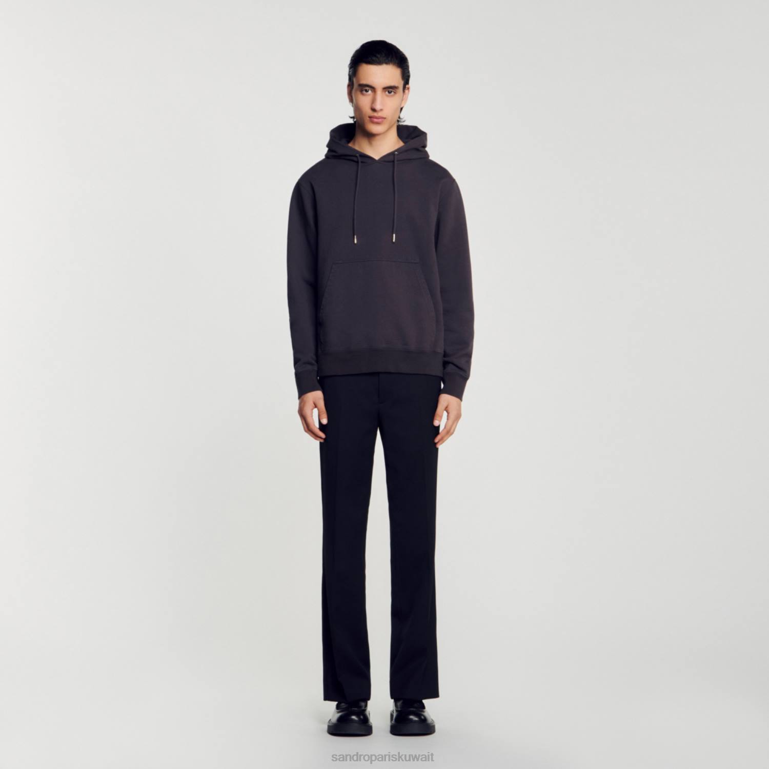 ثياب Sandro Paris هوديي الصوف رمادي فحمي رجال ZJ00692