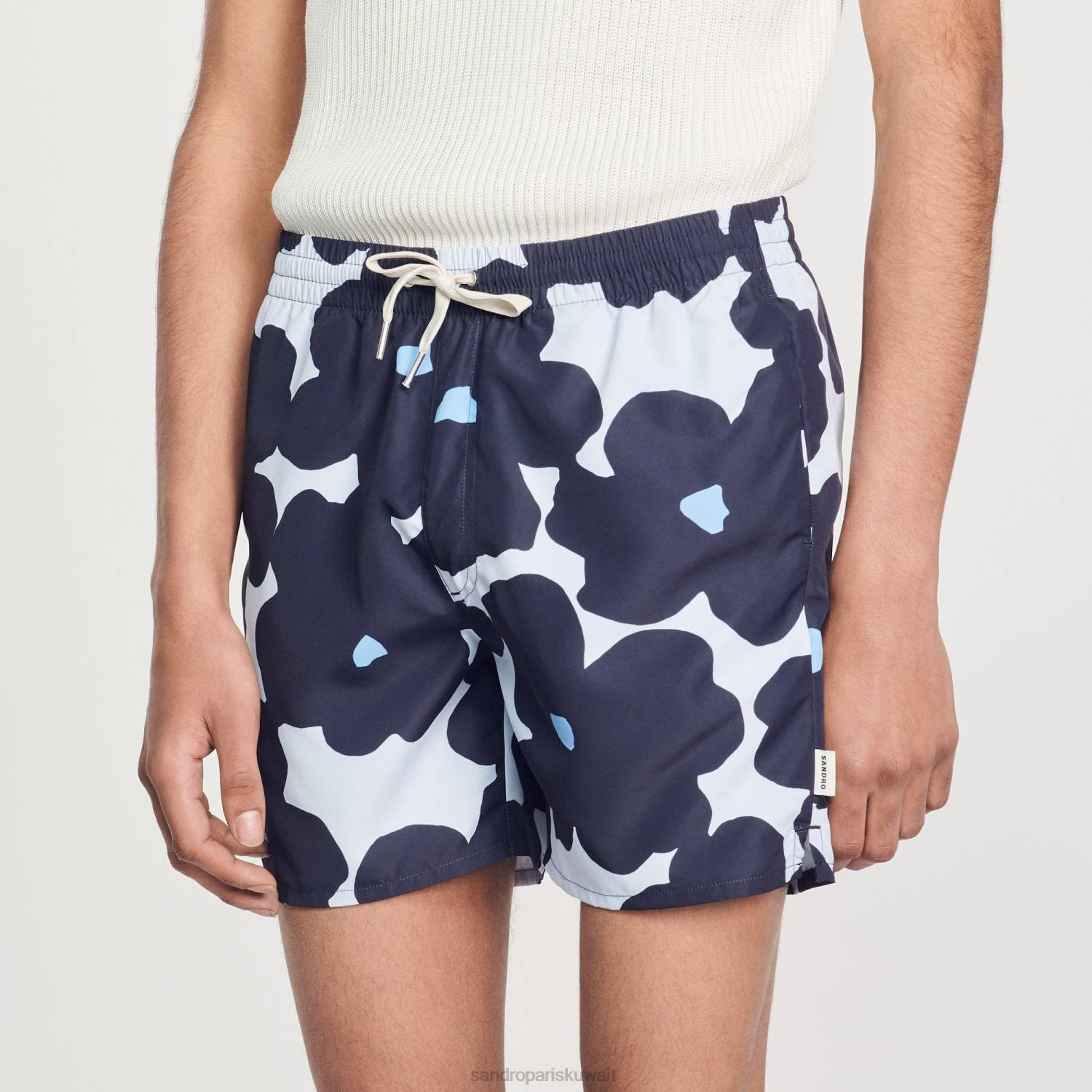 ثياب Sandro Paris شورت السباحة الأزهار الأزرق الداكن رجال ZJ00694