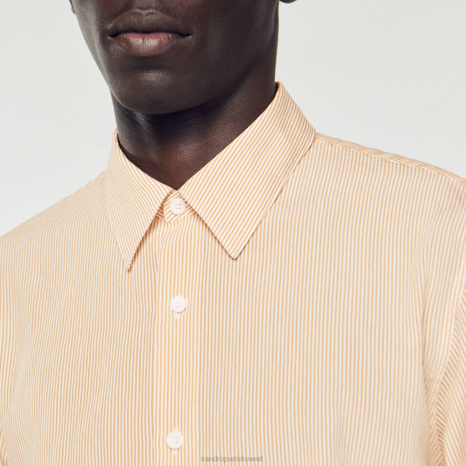 ثياب Sandro Paris قميص مخطط وردي فاتح رجال ZJ00696