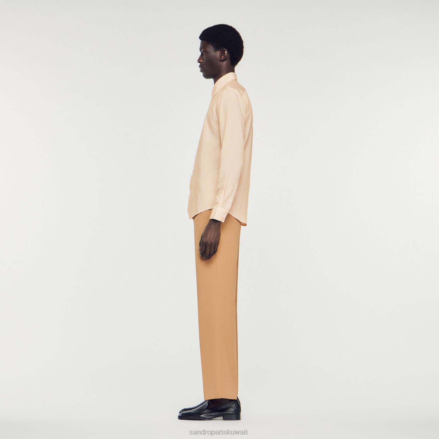 ثياب Sandro Paris قميص مخطط وردي فاتح رجال ZJ00696