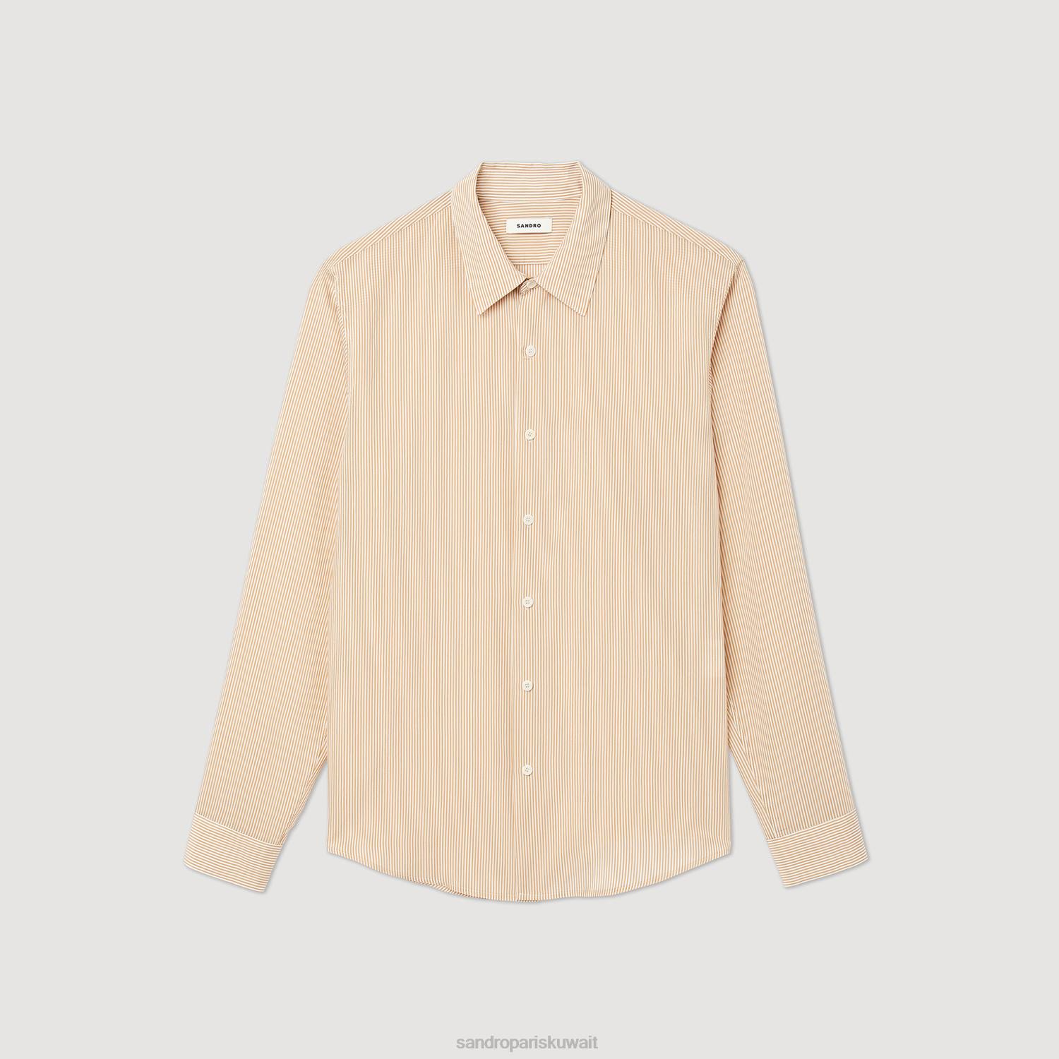 ثياب Sandro Paris قميص مخطط وردي فاتح رجال ZJ00696