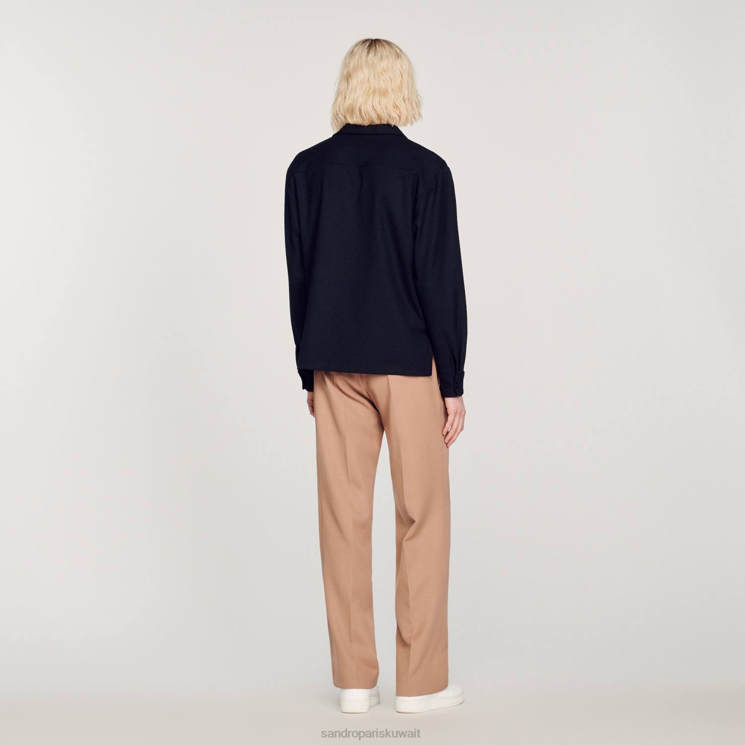 ثياب Sandro Paris قميص فضفاض لون واحد رجال ZJ00699