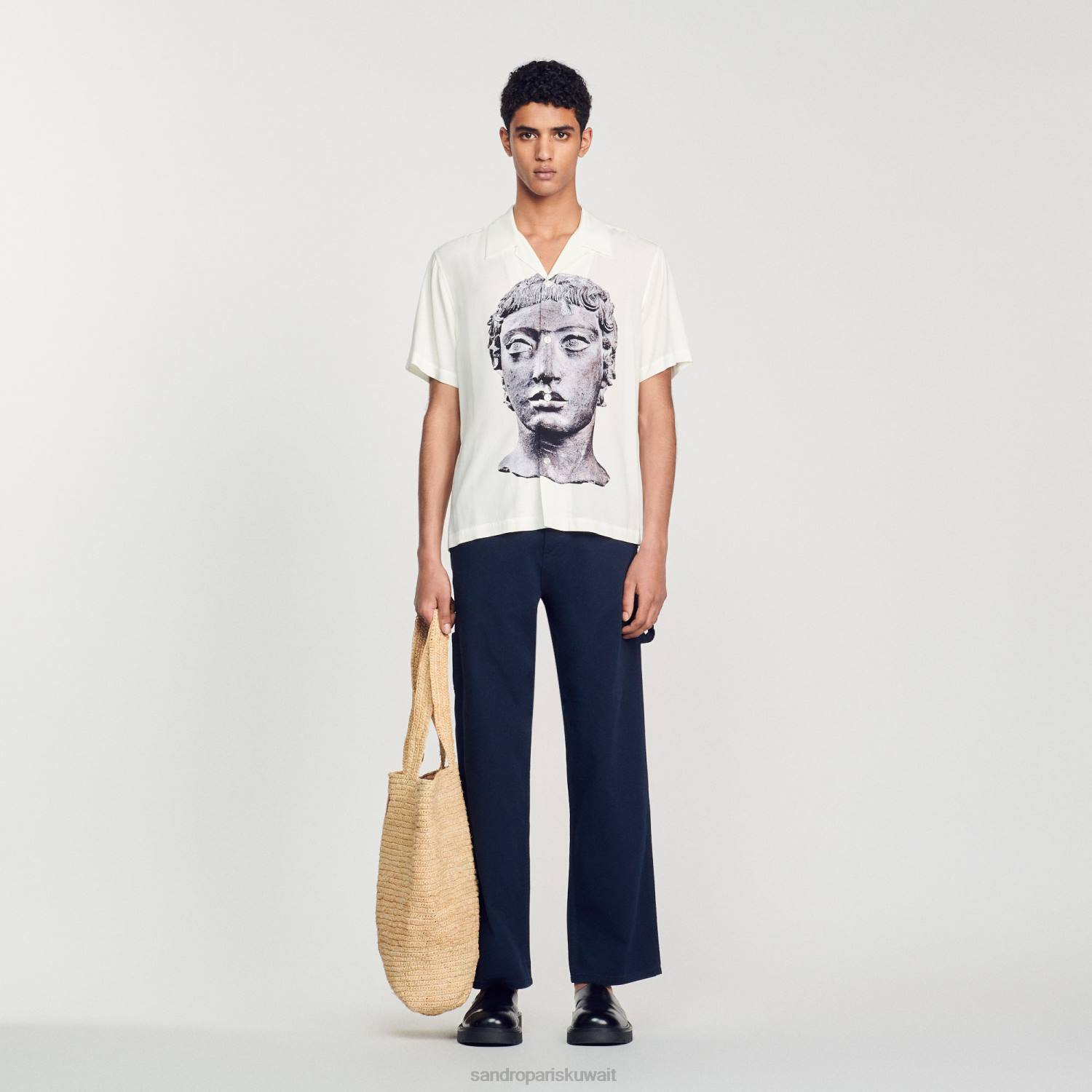 ثياب Sandro Paris قميص التمثال بيج فاتح رجال ZJ00701