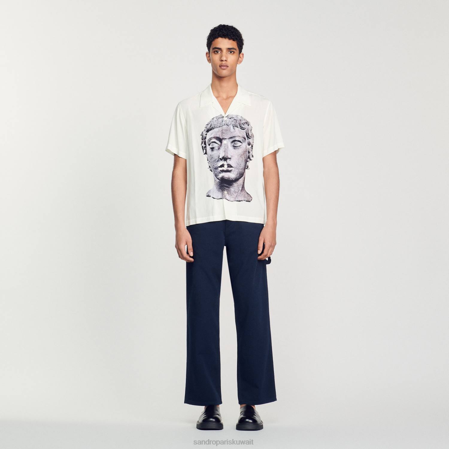 ثياب Sandro Paris قميص التمثال بيج فاتح رجال ZJ00701