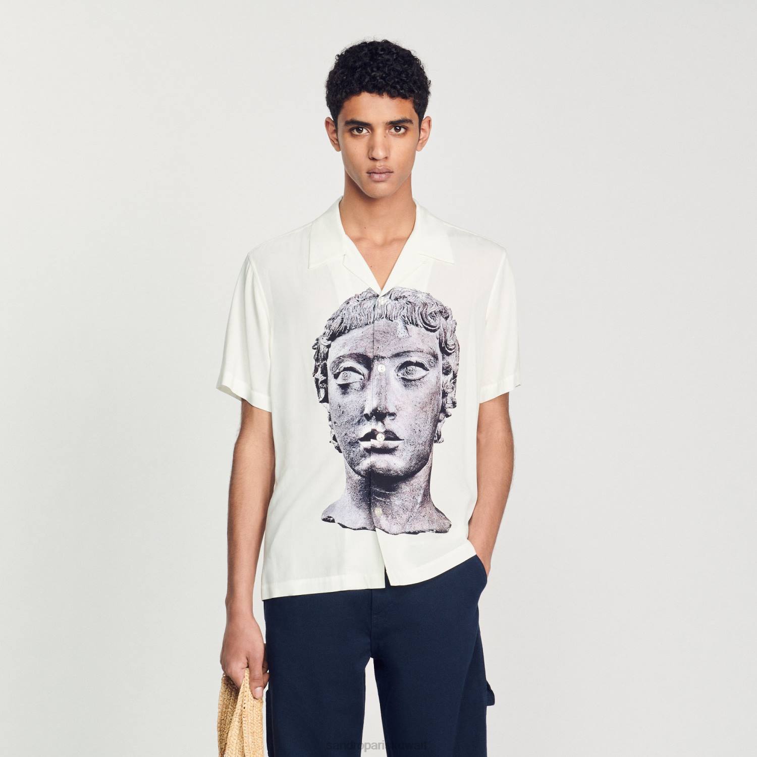 ثياب Sandro Paris قميص التمثال بيج فاتح رجال ZJ00701