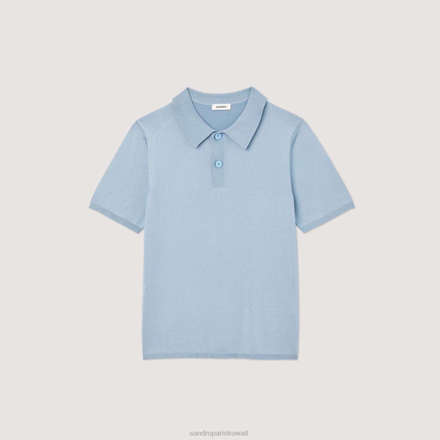ثياب Sandro Paris قميص بولو محبوك بأكمام قصيرة لون واحد رجال ZJ00705