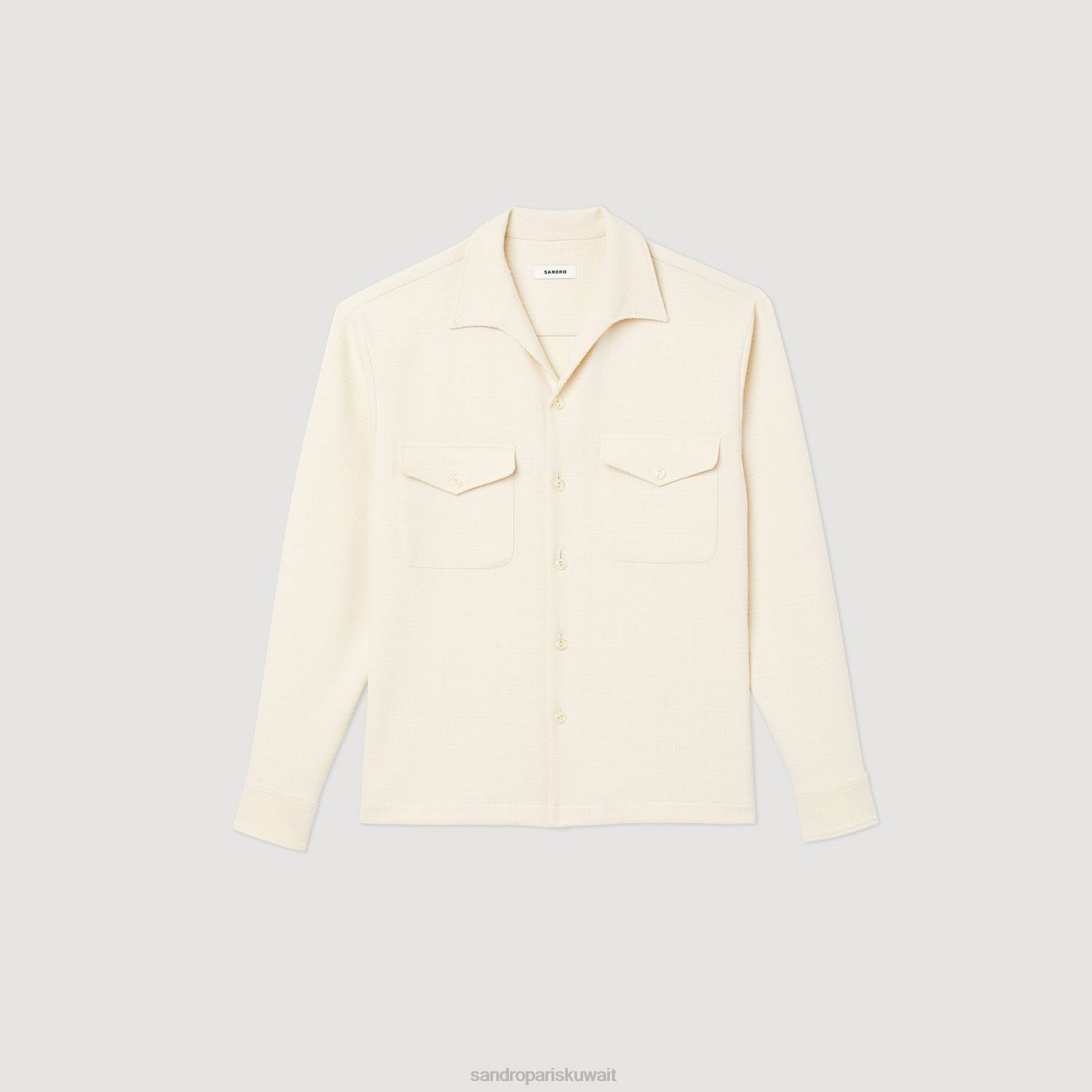 ثياب Sandro Paris قميص فضفاض أبيض رجال ZJ00708