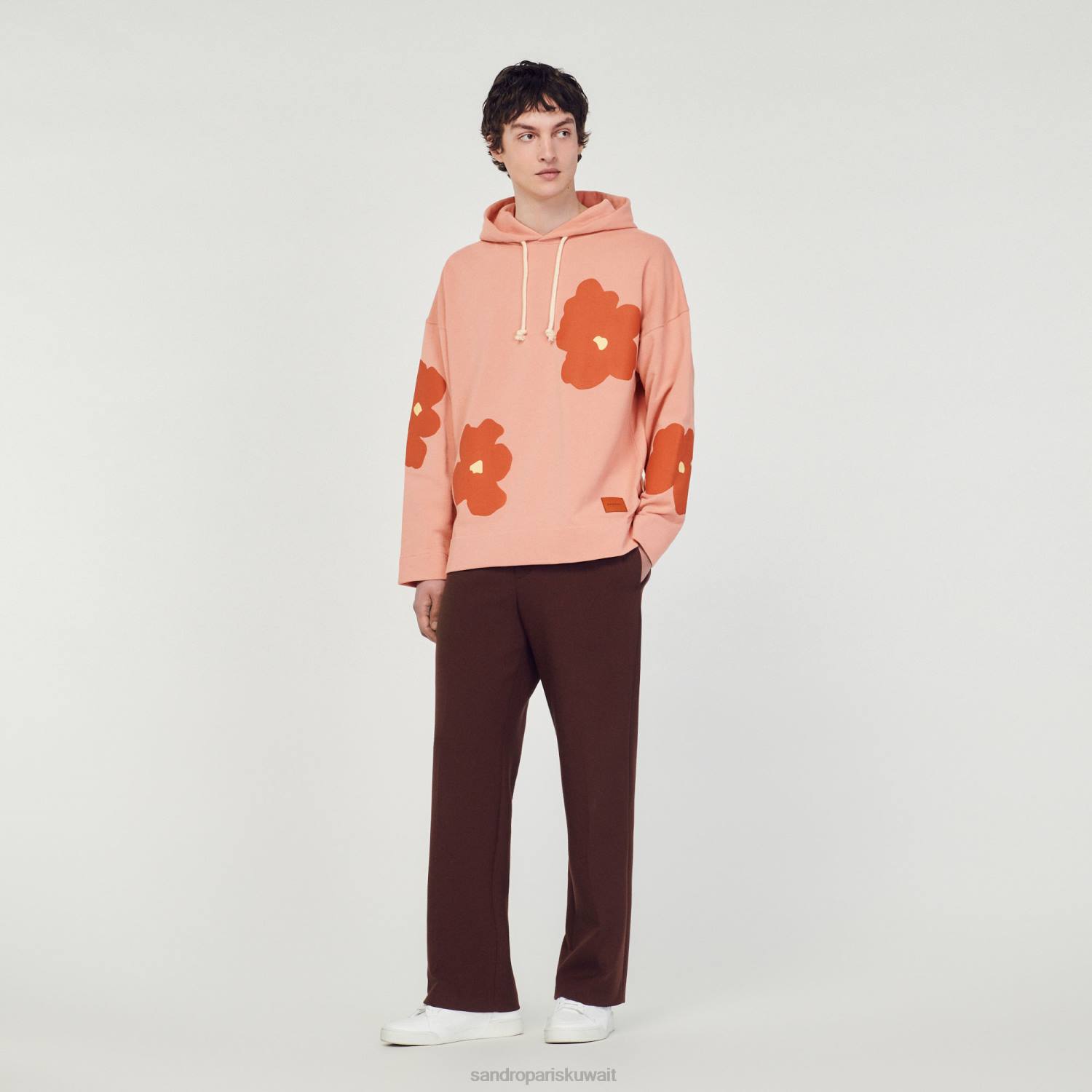 ثياب Sandro Paris هوديي نمط الأزهار لون القرنفل رجال ZJ00709