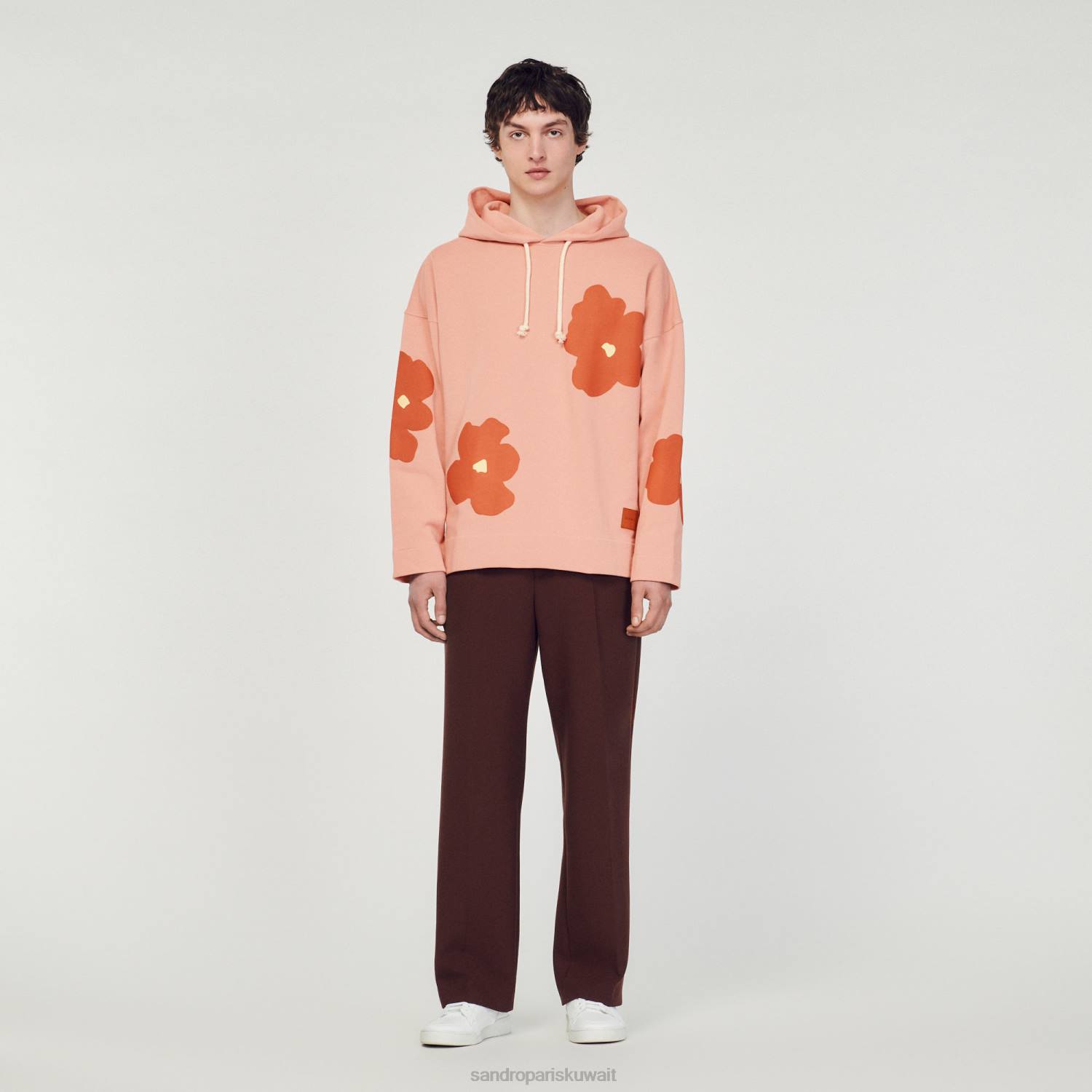 ثياب Sandro Paris هوديي نمط الأزهار لون القرنفل رجال ZJ00709