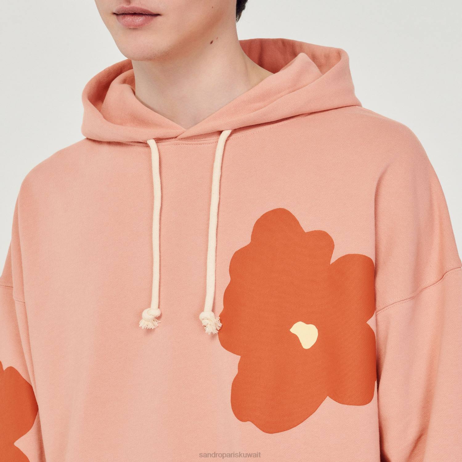 ثياب Sandro Paris هوديي نمط الأزهار لون القرنفل رجال ZJ00709