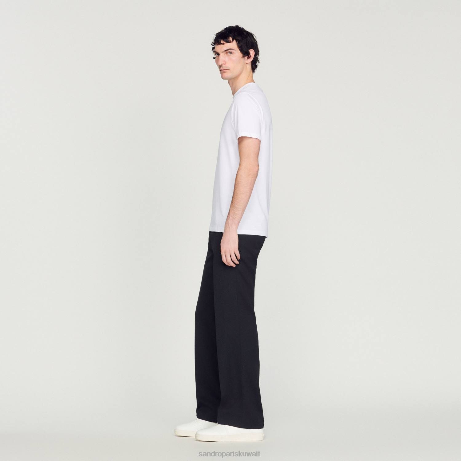 ثياب Sandro Paris تي شيرت مطرز أبيض رجال ZJ00710