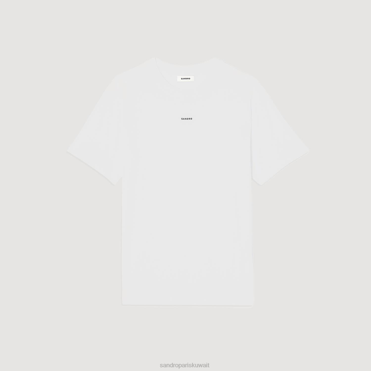 ثياب Sandro Paris تي شيرت مطرز أبيض رجال ZJ00710