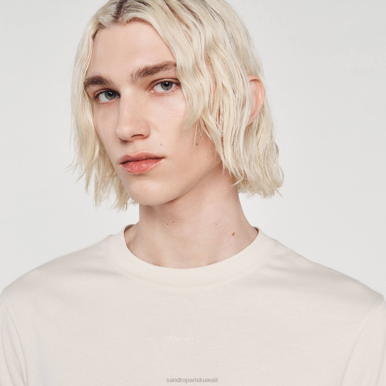 ثياب Sandro Paris تي شيرت مطرز جريج رجال ZJ00712