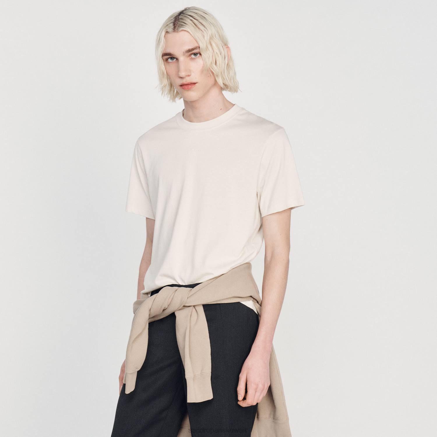 ثياب Sandro Paris تي شيرت مطرز جريج رجال ZJ00712