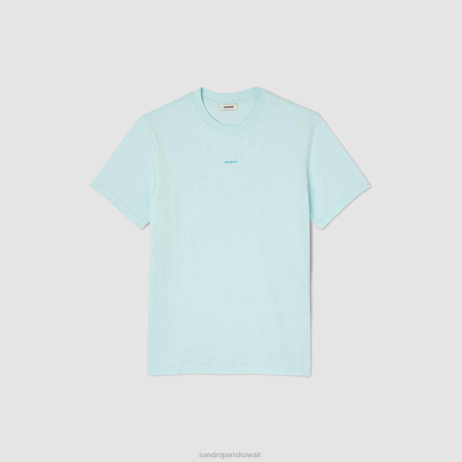 ثياب Sandro Paris تي شيرت مطرز النعناع الأزرق رجال ZJ00713