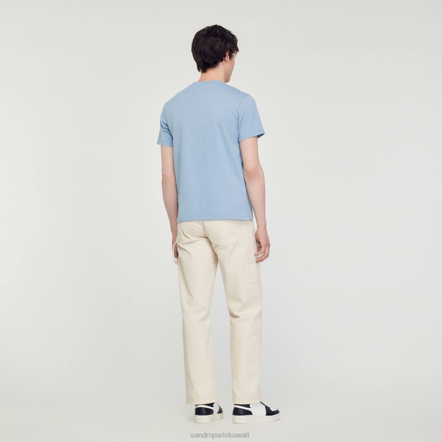 ثياب Sandro Paris تيشيرت برقعة زهور أزرق رجال ZJ00719