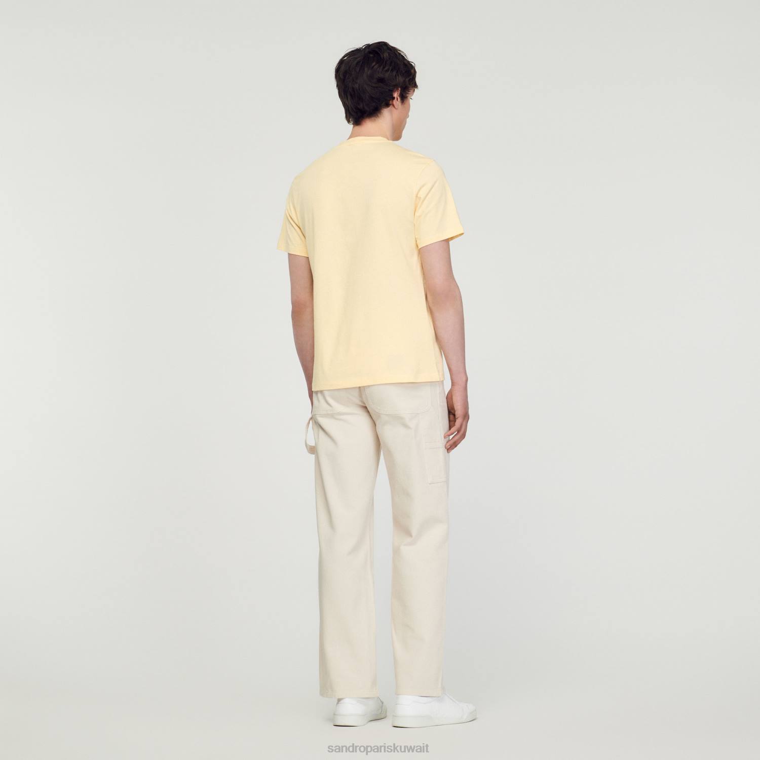 ثياب Sandro Paris تيشيرت برقعة زهور كريم رجال ZJ00720