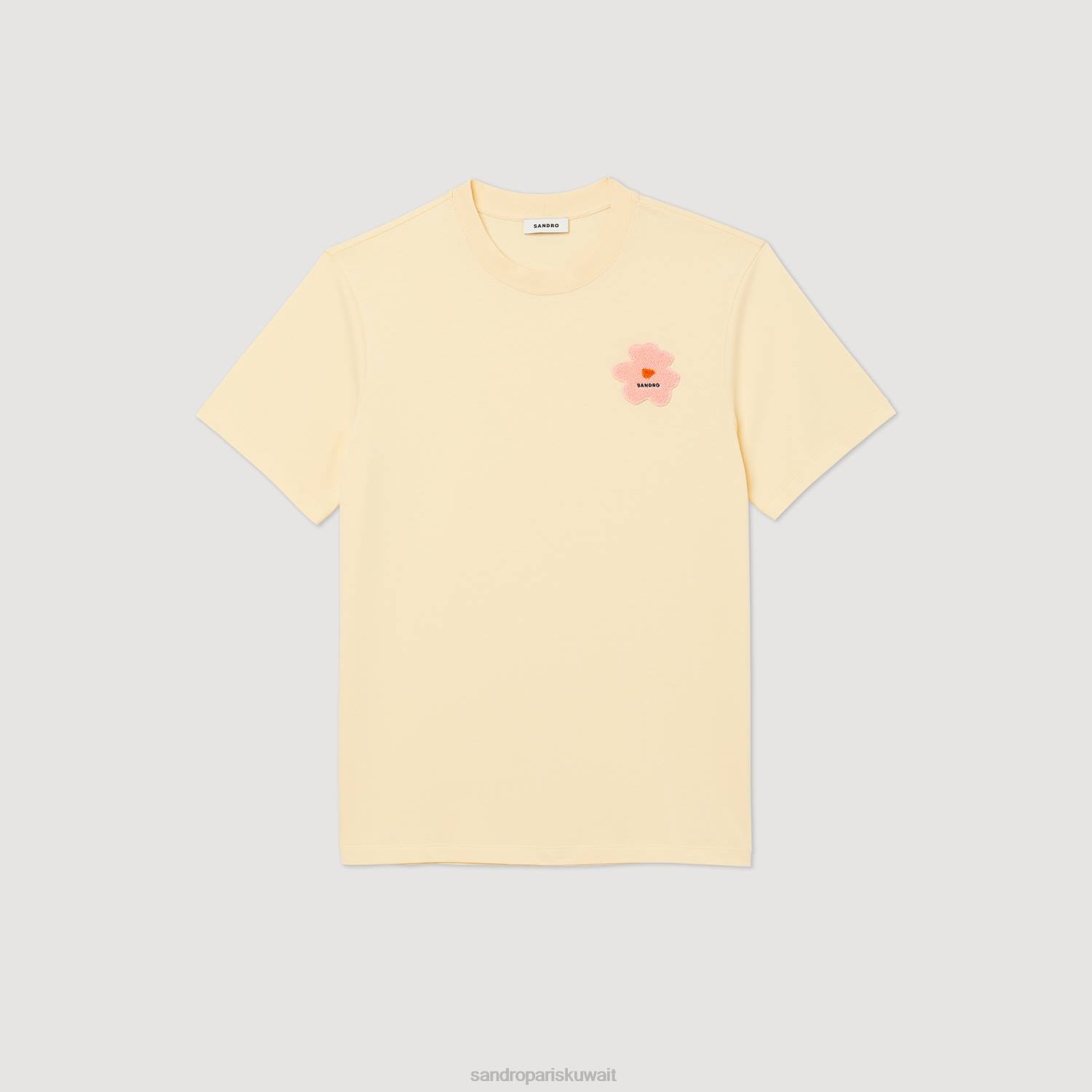 ثياب Sandro Paris تيشيرت برقعة زهور كريم رجال ZJ00720