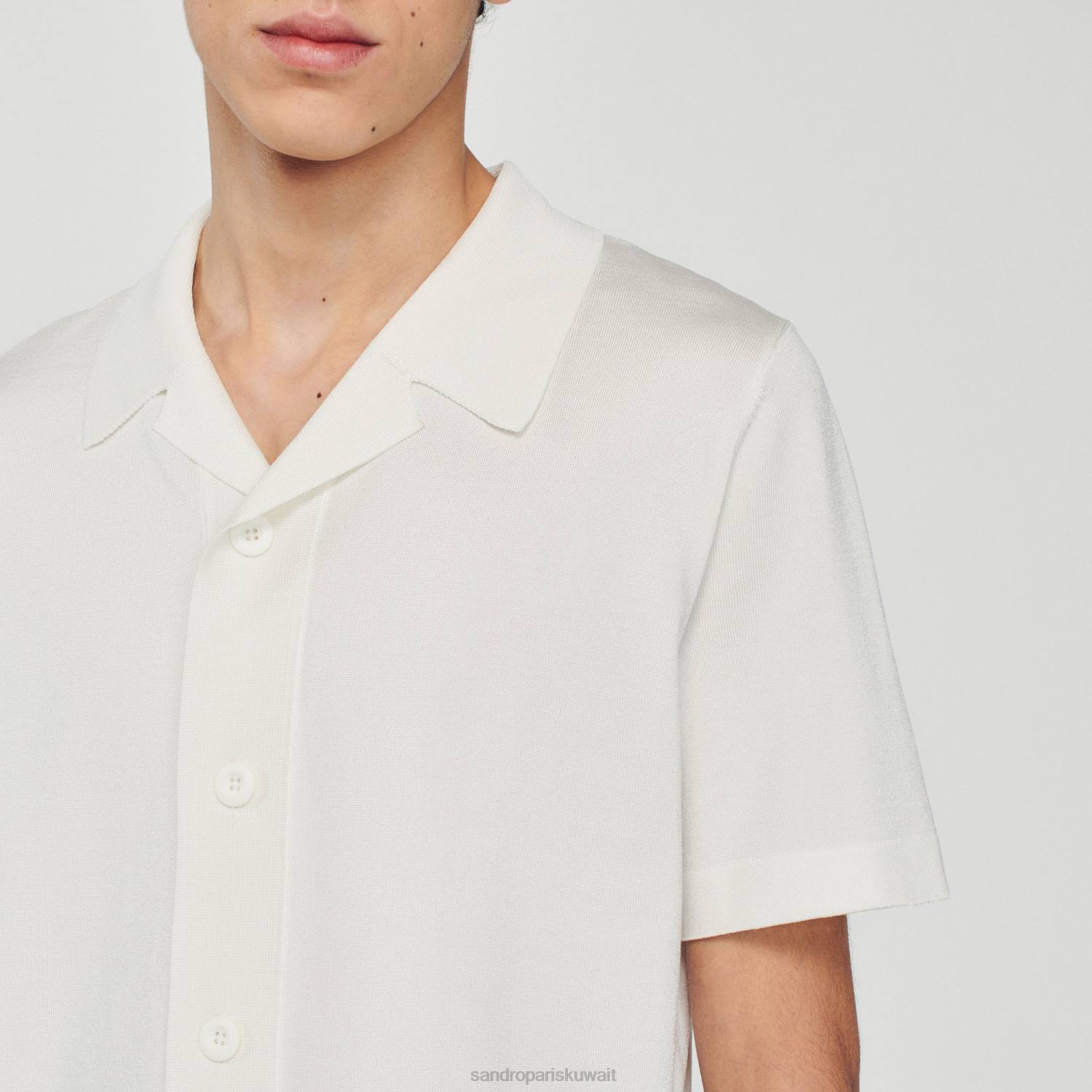 ثياب Sandro Paris قميص بأكمام قصيرة أبيض رجال ZJ00721