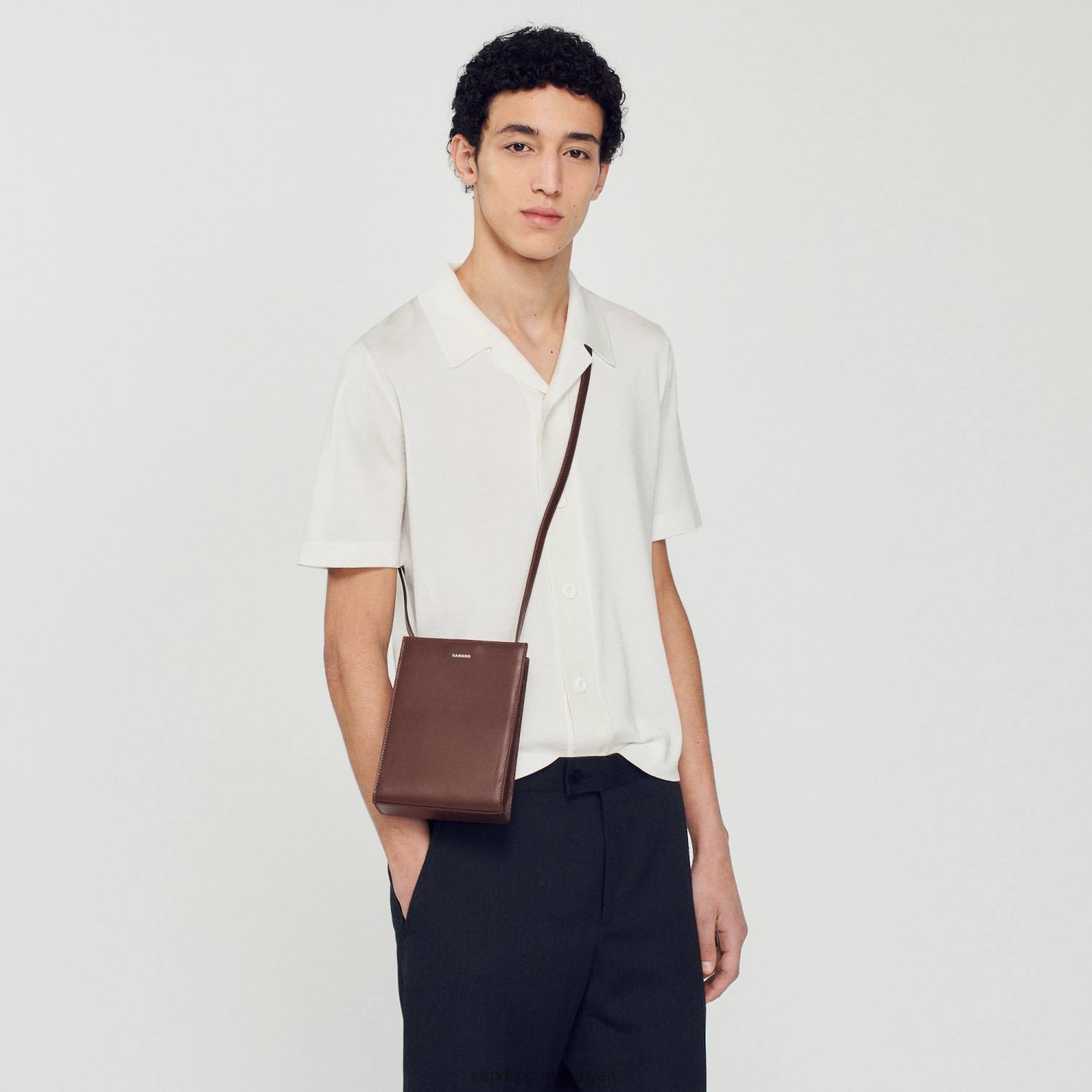 ثياب Sandro Paris قميص بأكمام قصيرة أبيض رجال ZJ00721