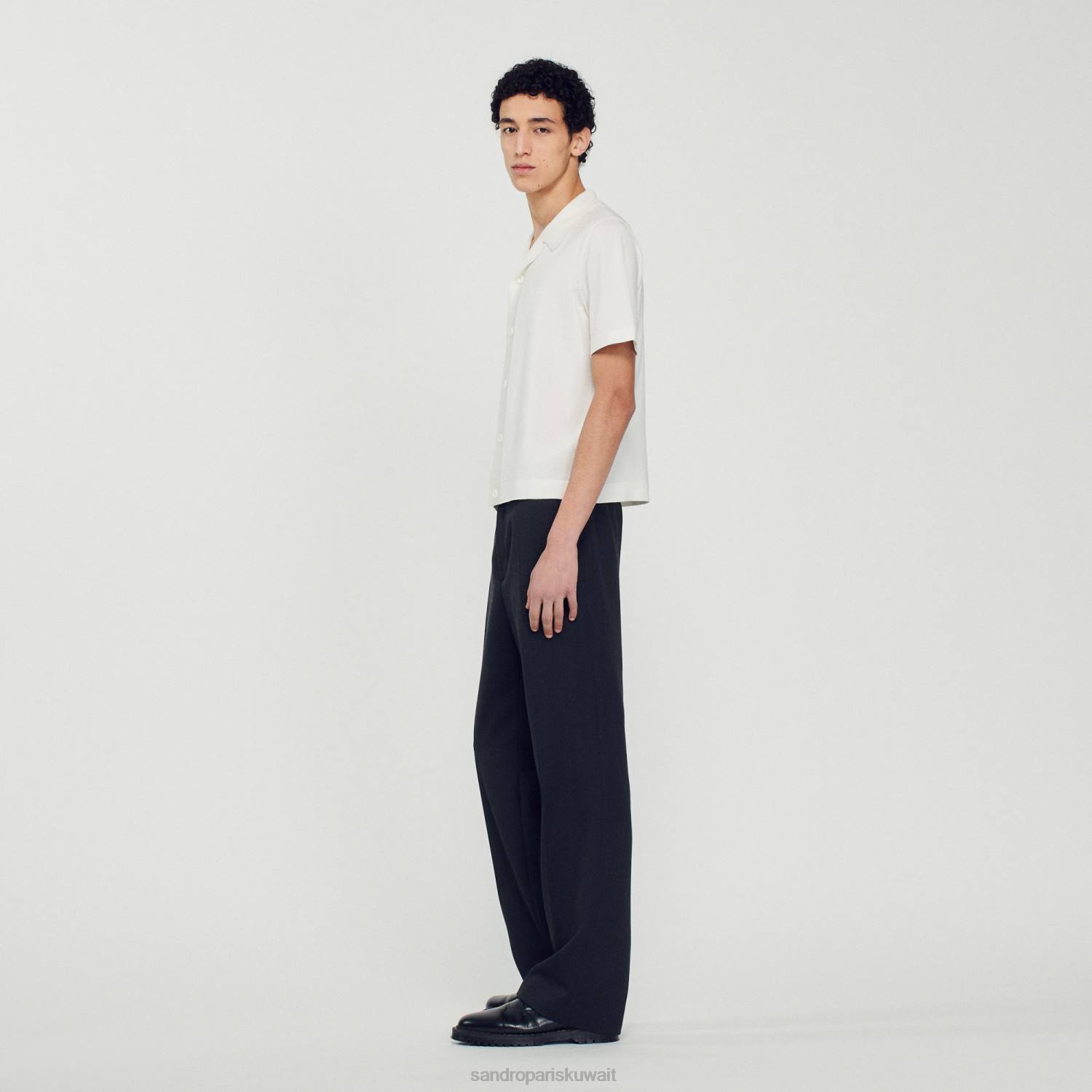ثياب Sandro Paris قميص بأكمام قصيرة أبيض رجال ZJ00721