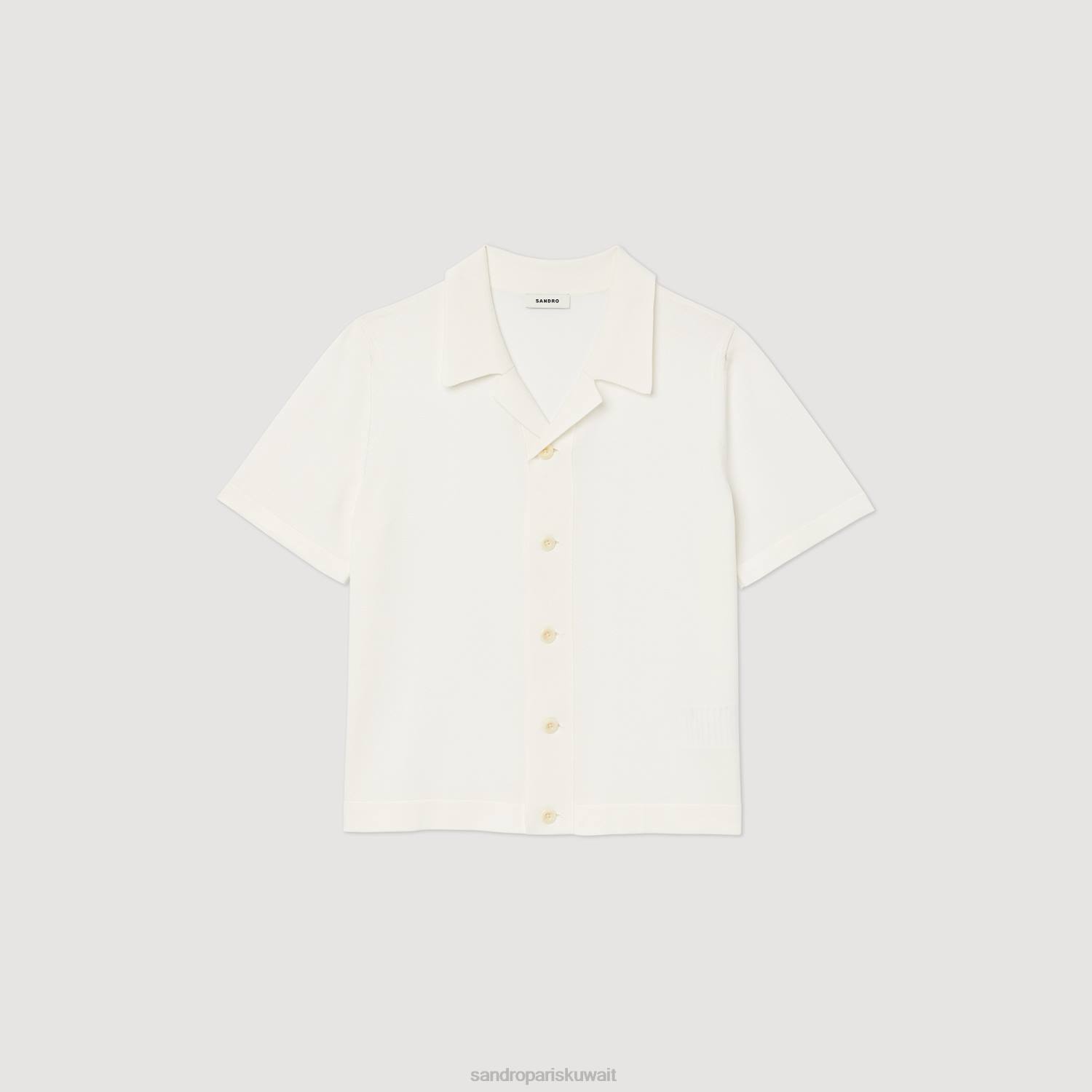 ثياب Sandro Paris قميص بأكمام قصيرة أبيض رجال ZJ00721