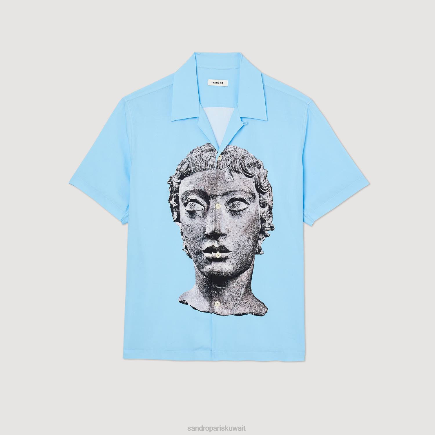 ثياب Sandro Paris قميص التمثال السماء الزرقاء رجال ZJ00722