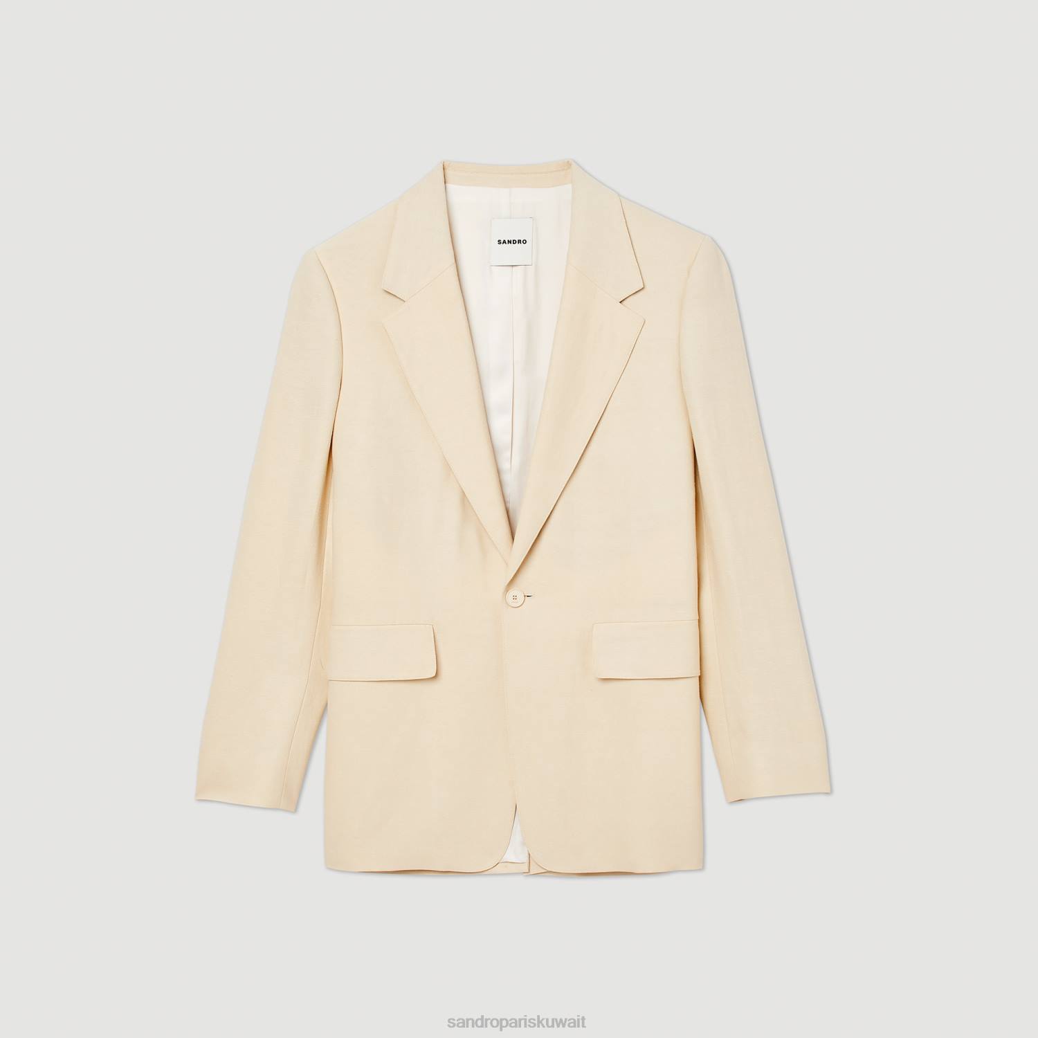 ثياب Sandro Paris سترة بدلة من الكتان بيج فاتح رجال ZJ00723