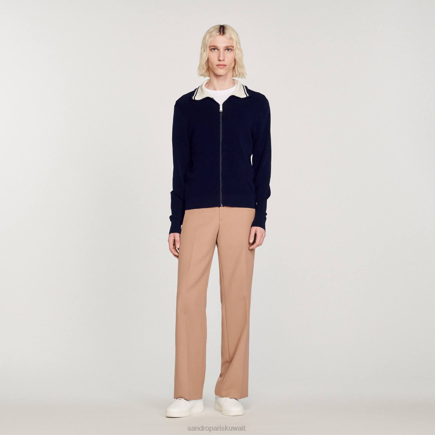 ثياب Sandro Paris سترة سستة الأزرق الداكن رجال ZJ00727