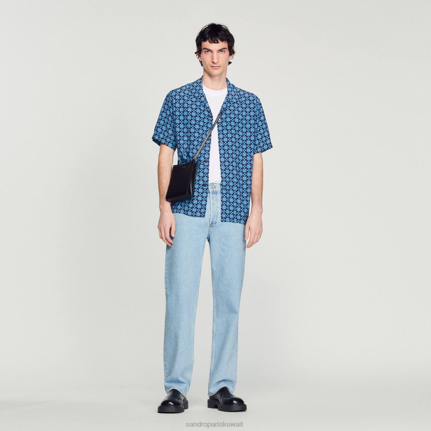 ثياب Sandro Paris جينز بقصة مستقيمة خمر أزرق رجال ZJ00729