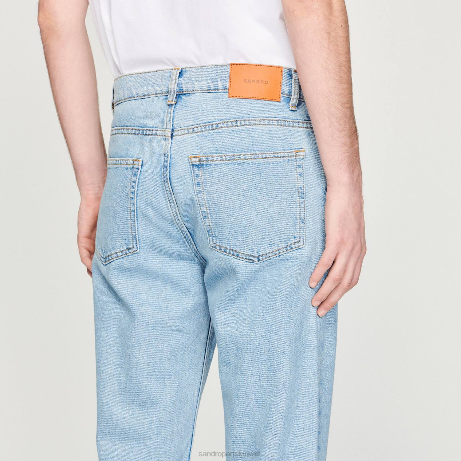 ثياب Sandro Paris جينز بقصة مستقيمة خمر أزرق رجال ZJ00729