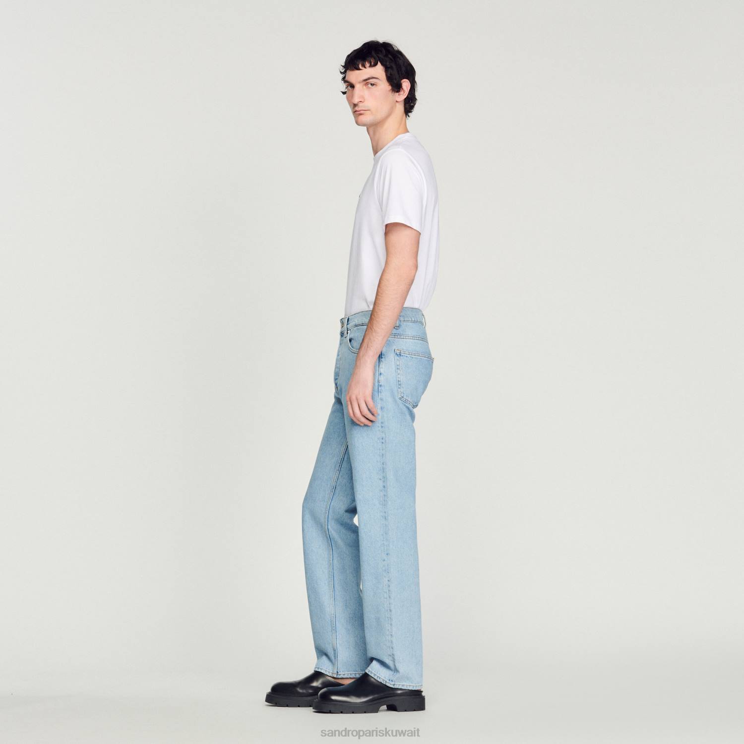 ثياب Sandro Paris جينز بقصة مستقيمة خمر أزرق رجال ZJ00729