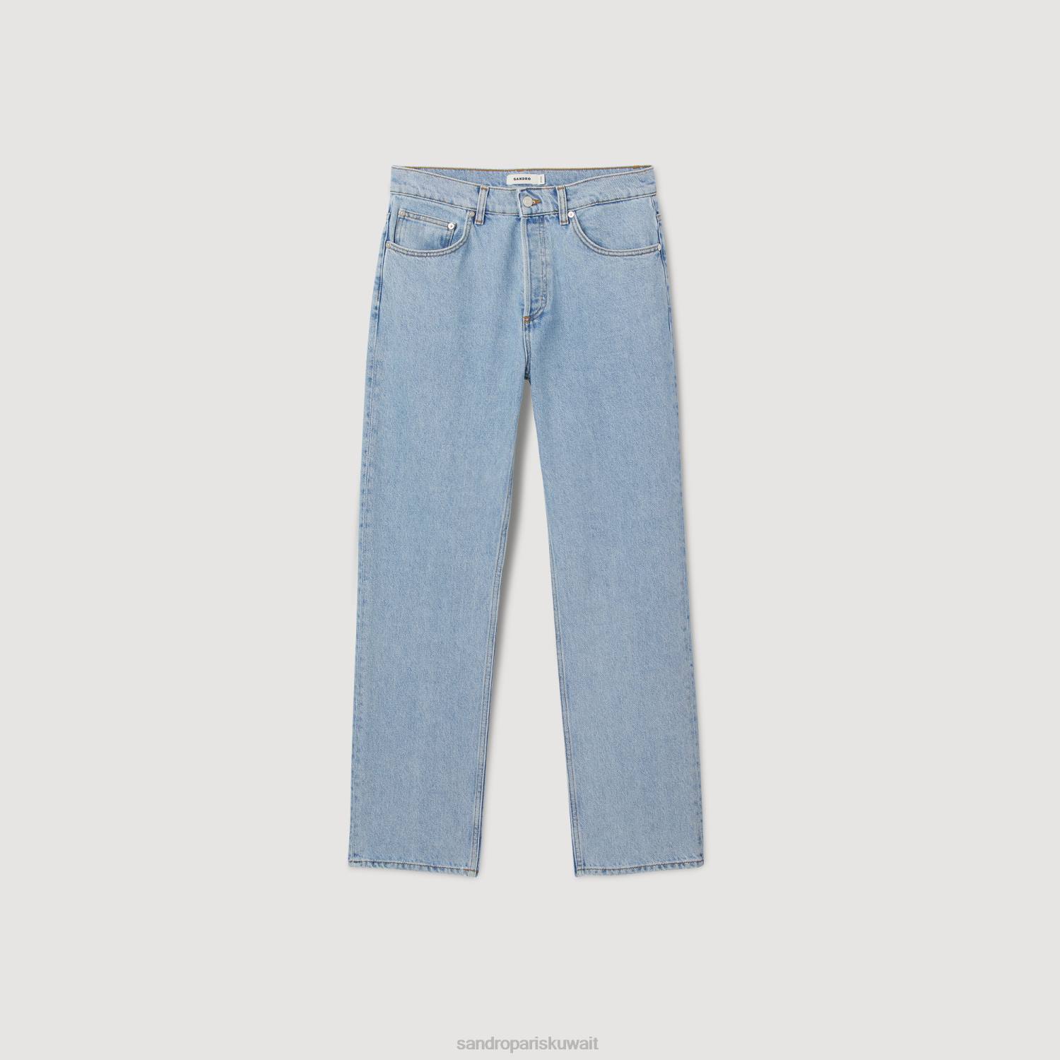 ثياب Sandro Paris جينز بقصة مستقيمة خمر أزرق رجال ZJ00729