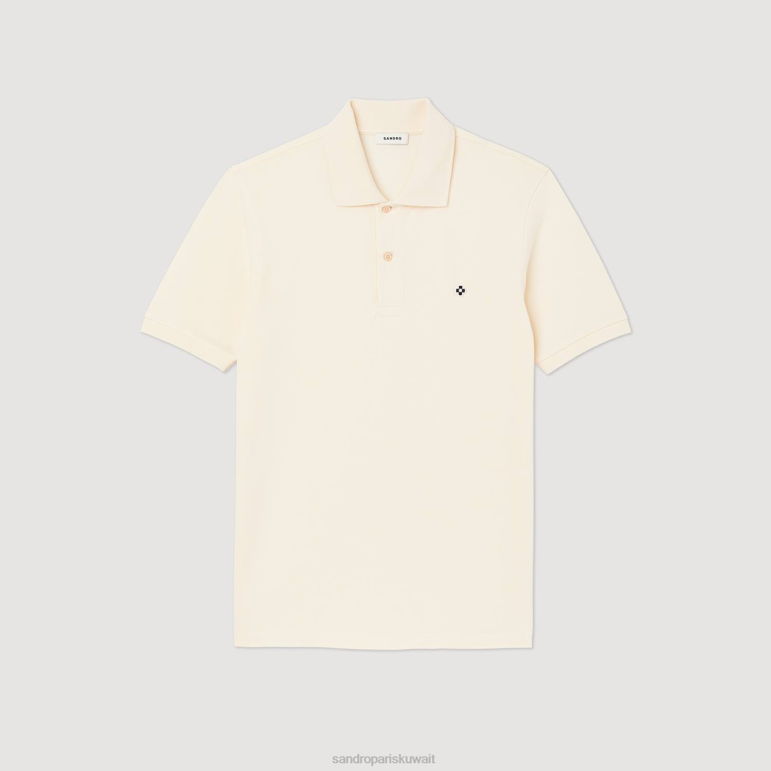 ثياب Sandro Paris قميص بولو مع رقعة متقاطعة مربعة لون واحد رجال ZJ00730