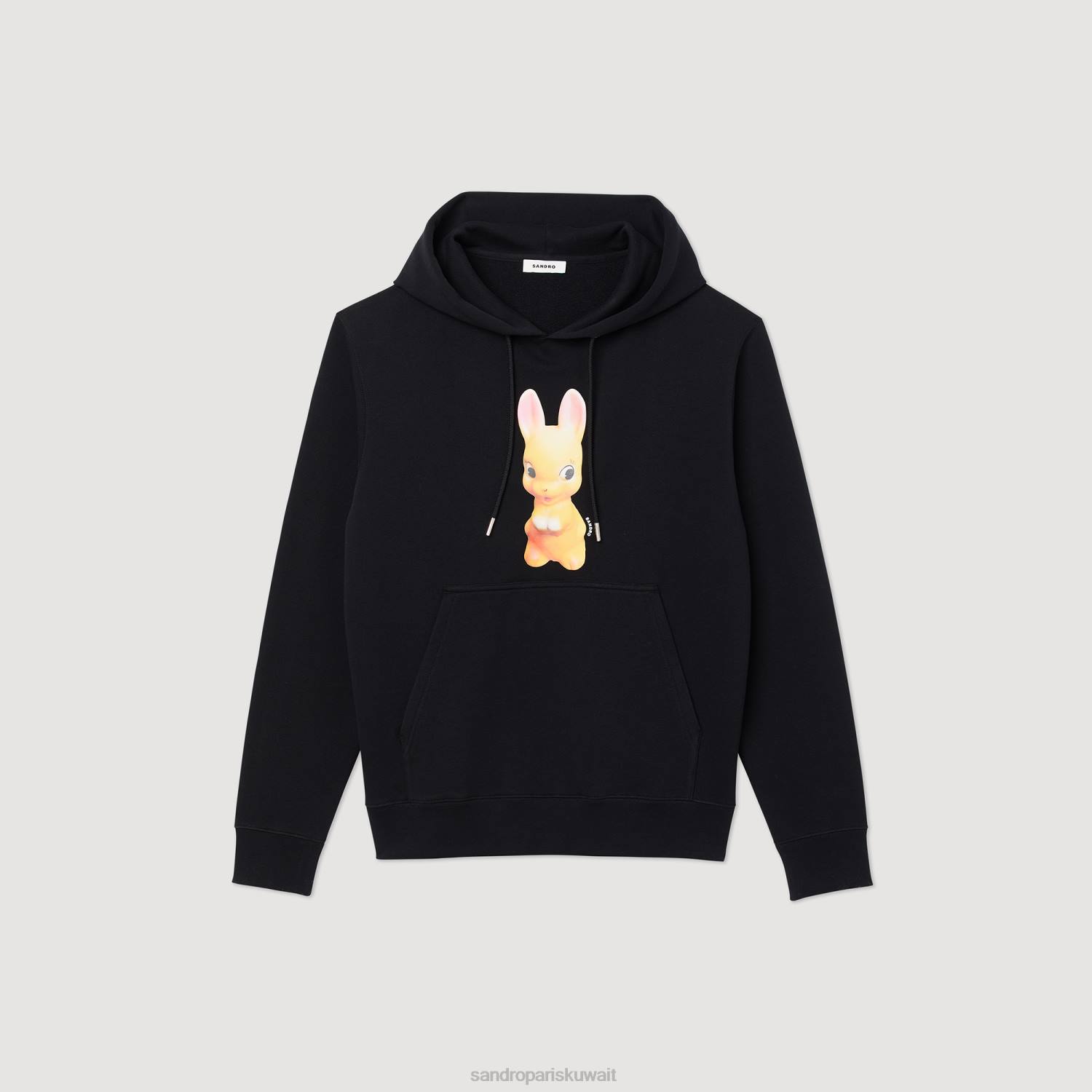 ثياب Sandro Paris هوديي بطبعة أرنب أسود رجال ZJ00731