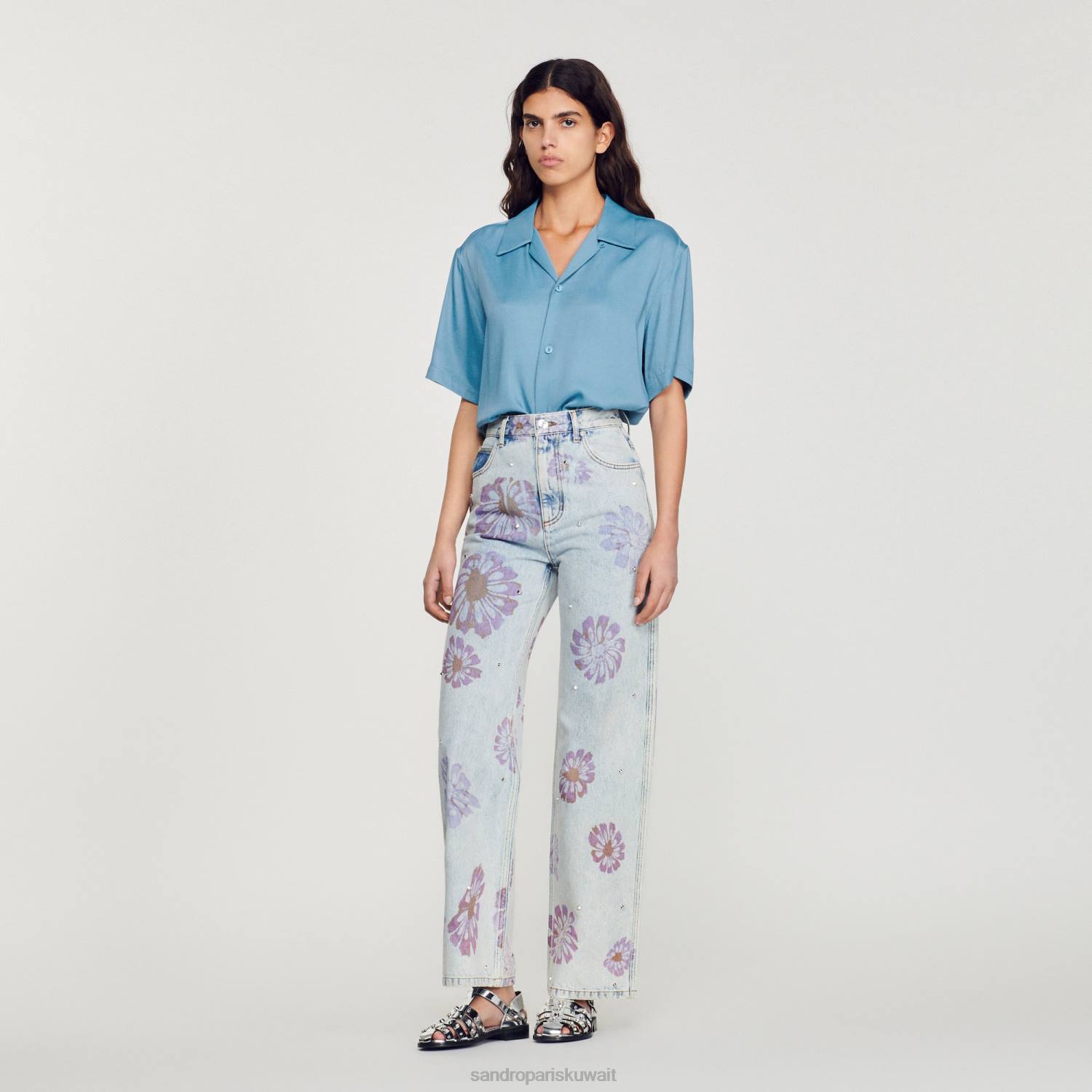 ثياب Sandro Paris قميص بأكمام قصيرة لون واحد رجال ZJ00734