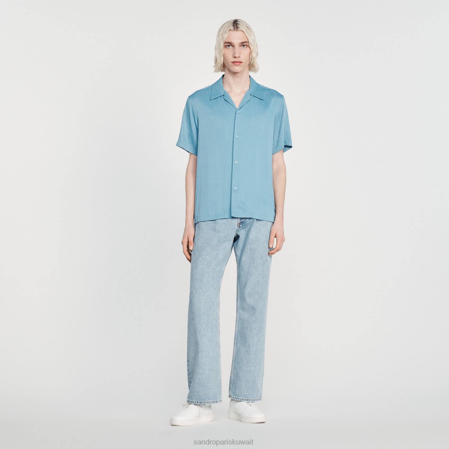ثياب Sandro Paris قميص بأكمام قصيرة لون واحد رجال ZJ00734