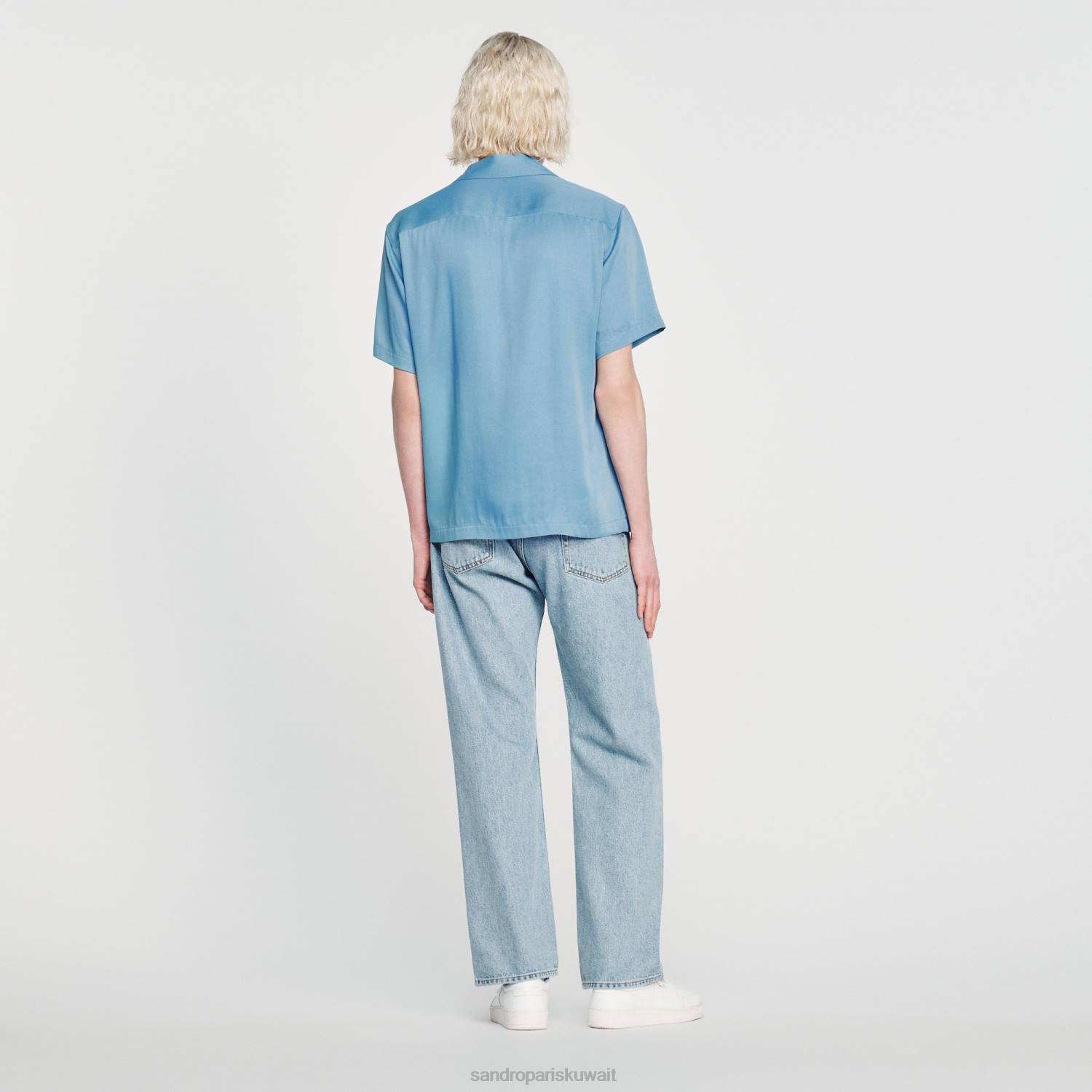 ثياب Sandro Paris قميص بأكمام قصيرة لون واحد رجال ZJ00734