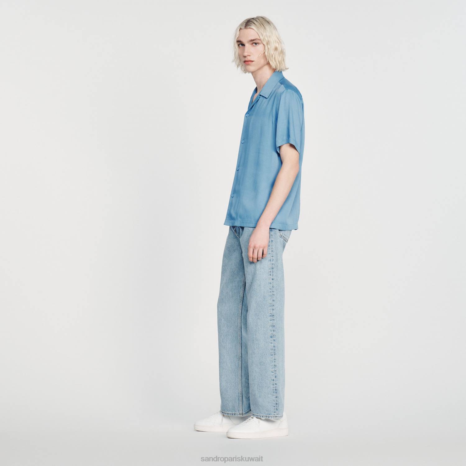 ثياب Sandro Paris قميص بأكمام قصيرة لون واحد رجال ZJ00734