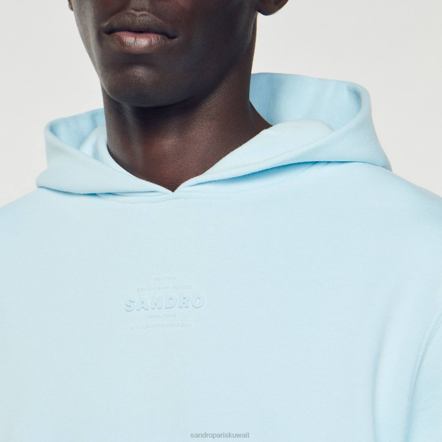 ثياب Sandro Paris سترة مقنعين مع شعار المطاط لون واحد رجال ZJ00738