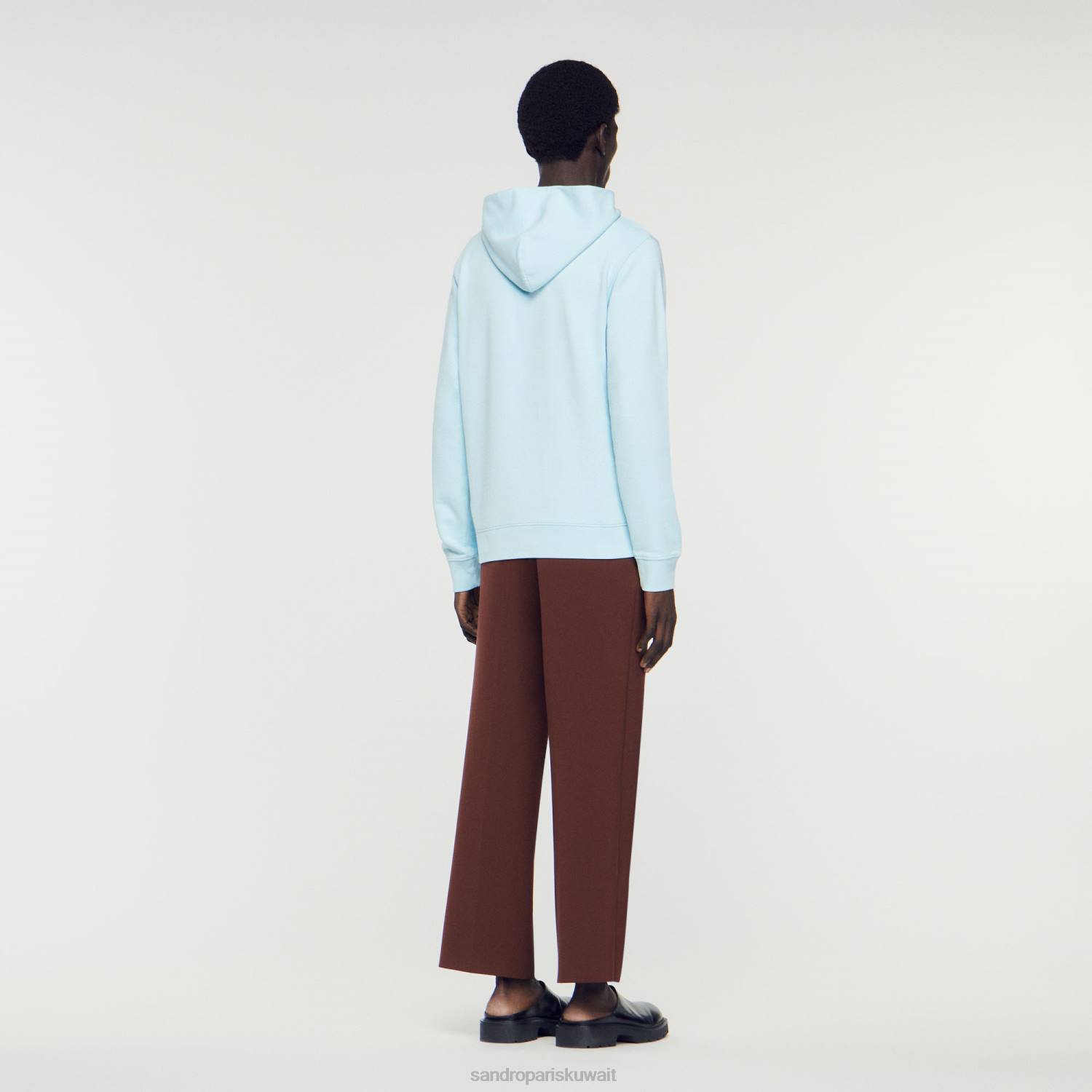 ثياب Sandro Paris سترة مقنعين مع شعار المطاط لون واحد رجال ZJ00738