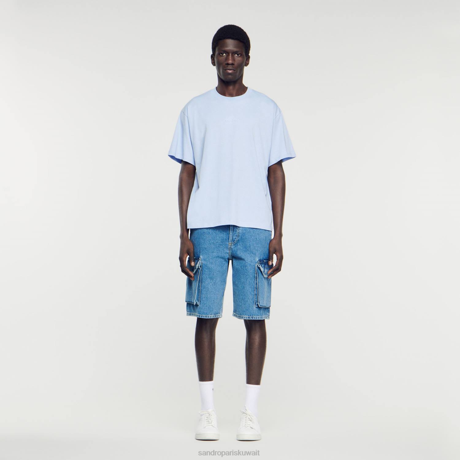 ثياب Sandro Paris تي شيرت بشعار مطاطي لون واحد رجال ZJ00739