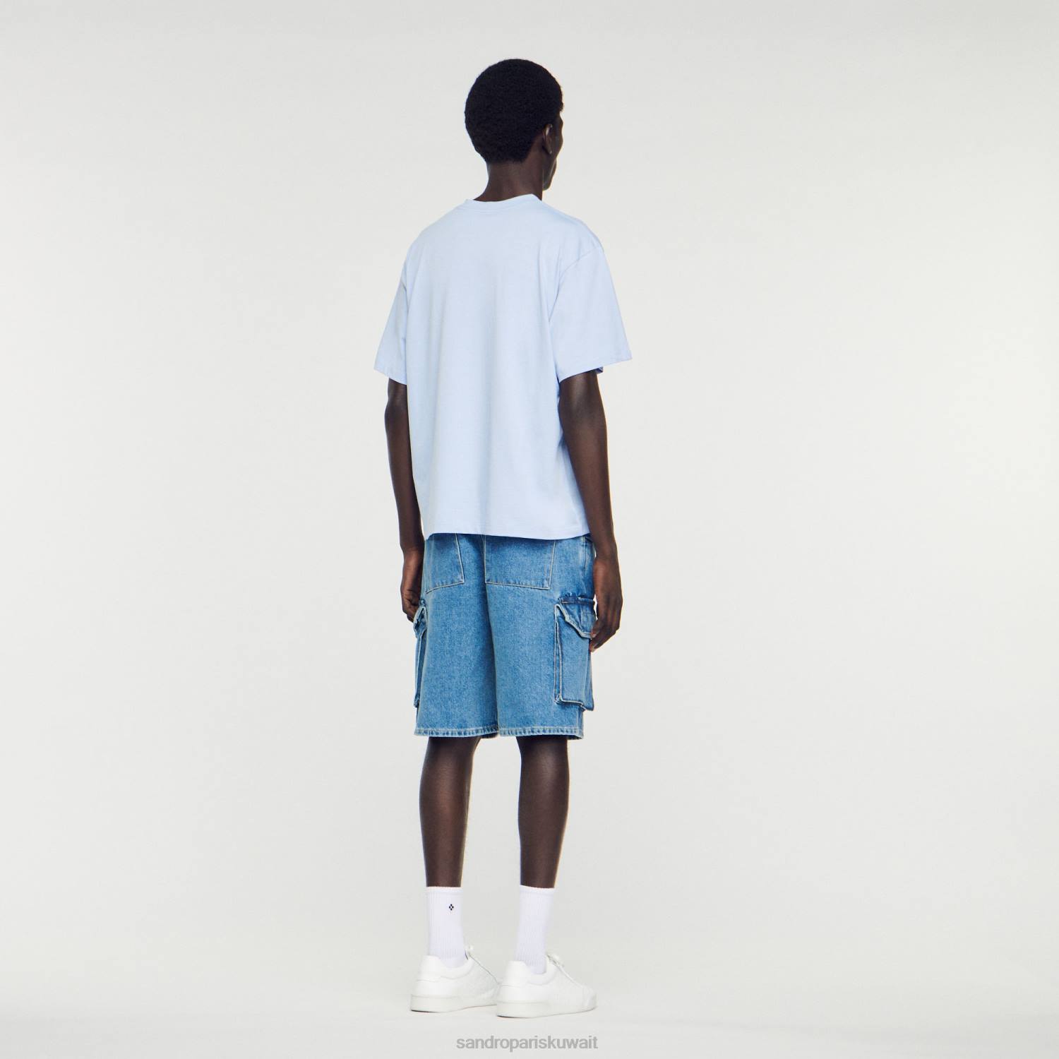ثياب Sandro Paris تي شيرت بشعار مطاطي لون واحد رجال ZJ00739