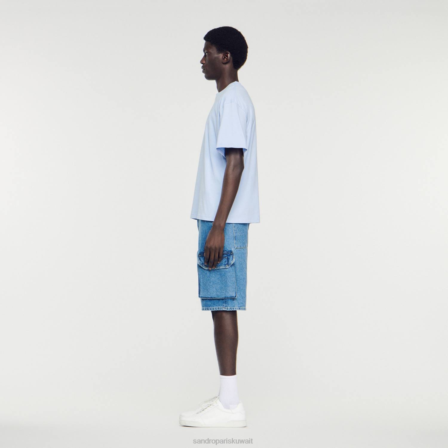 ثياب Sandro Paris تي شيرت بشعار مطاطي لون واحد رجال ZJ00739