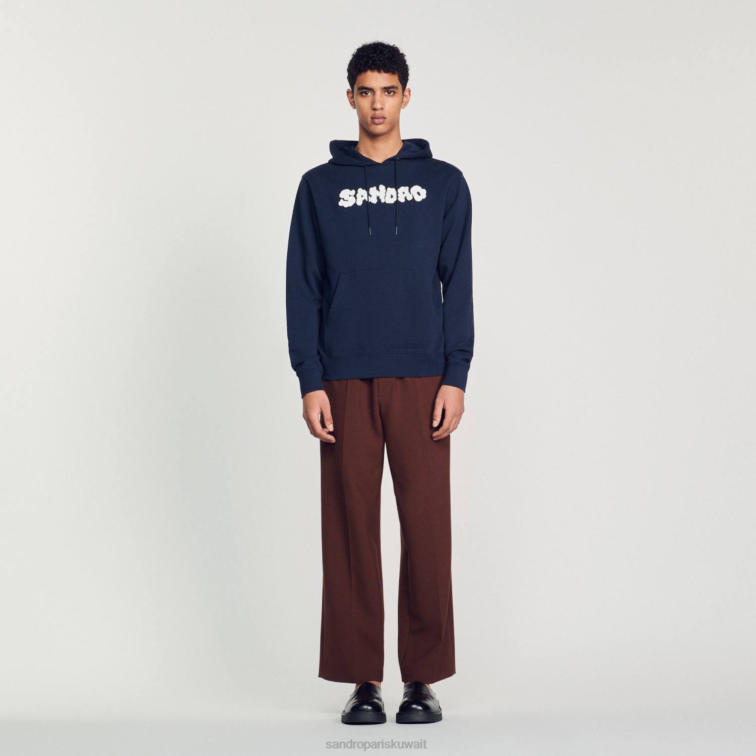 ثياب Sandro Paris هوديي مطرزة الأزرق الداكن رجال ZJ00740