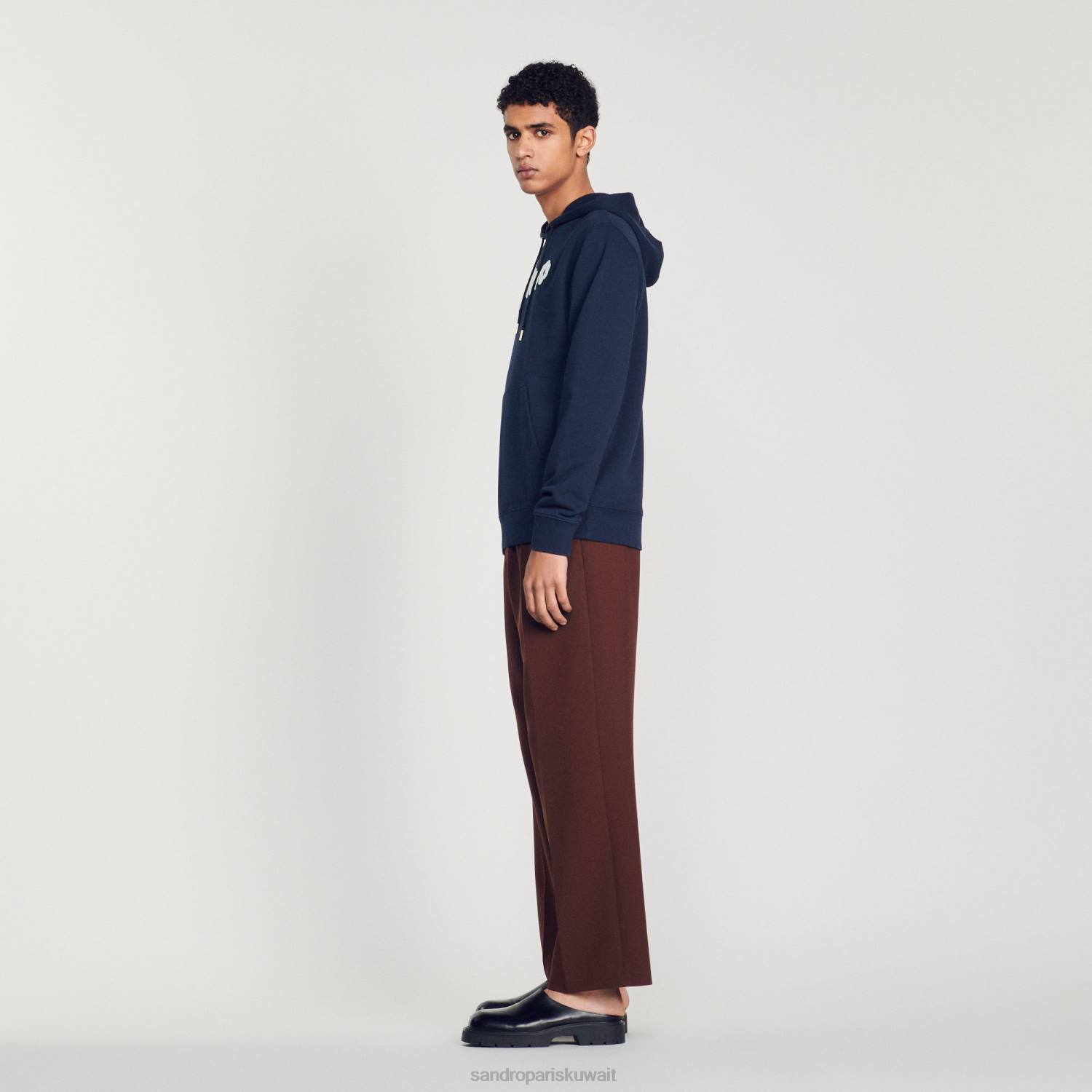 ثياب Sandro Paris هوديي مطرزة الأزرق الداكن رجال ZJ00740