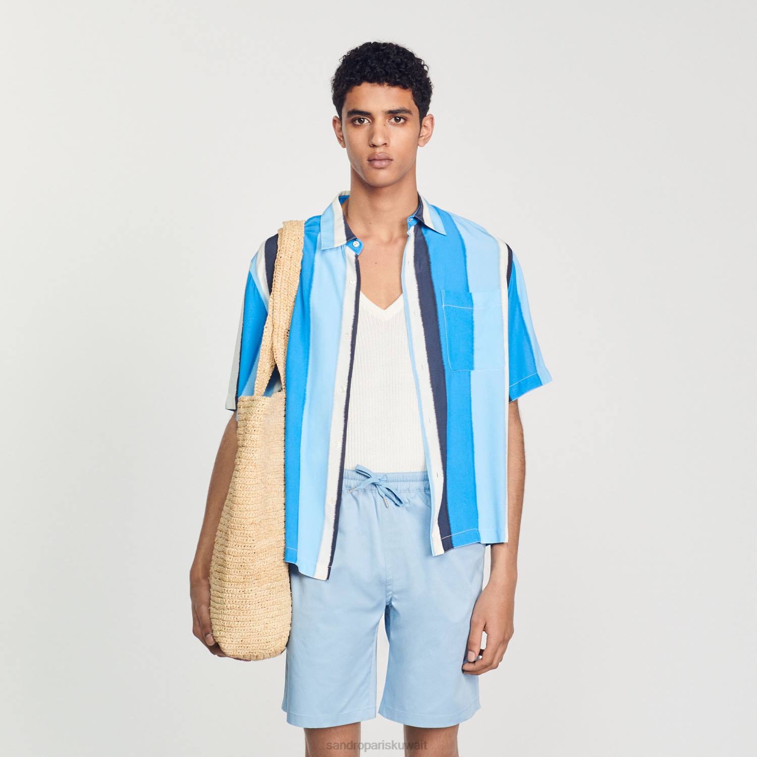 ثياب Sandro Paris السراويل القطنية السماء الزرقاء رجال ZJ00741