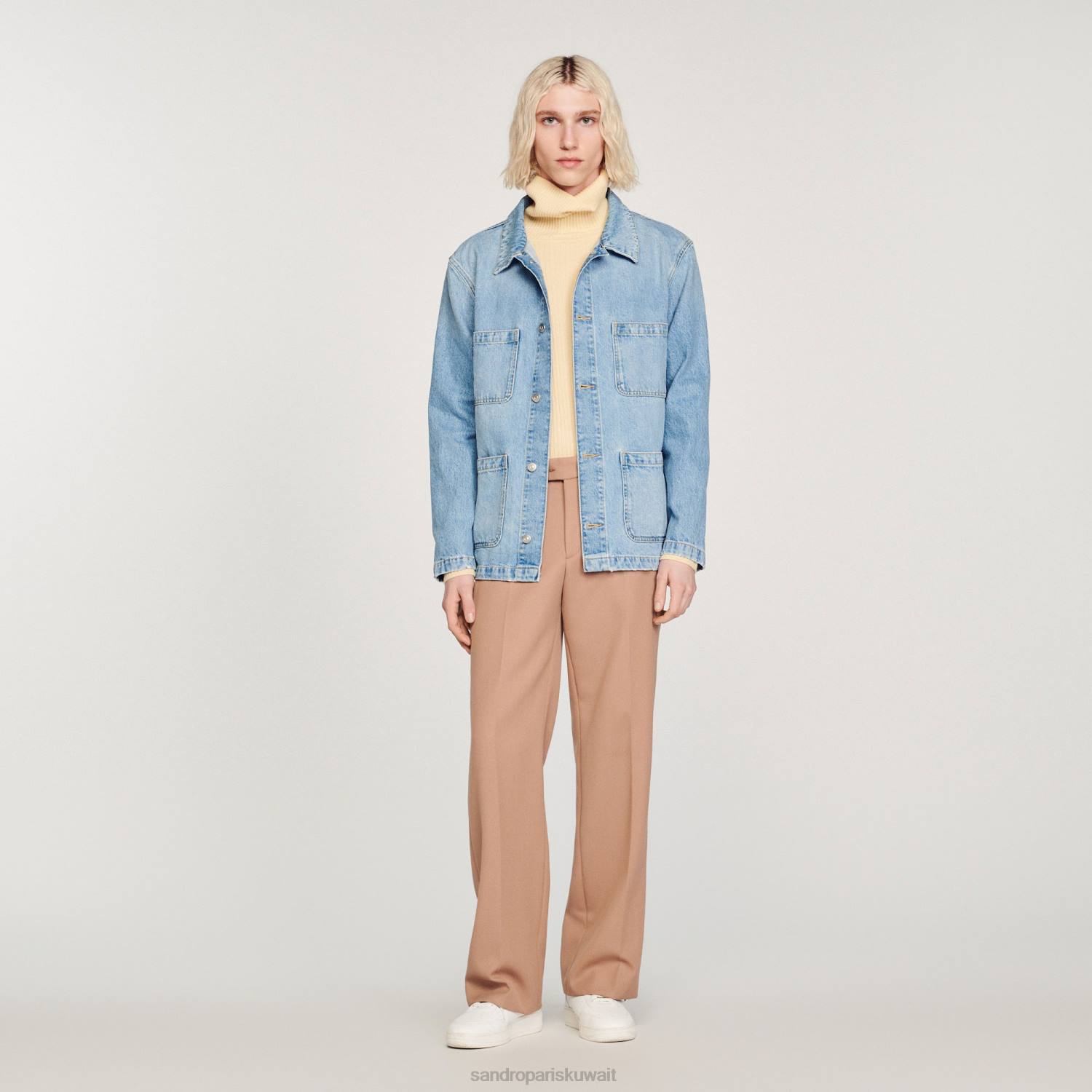 ثياب Sandro Paris سترة عامل الدنيم خمر أزرق فاتح رجال ZJ00743