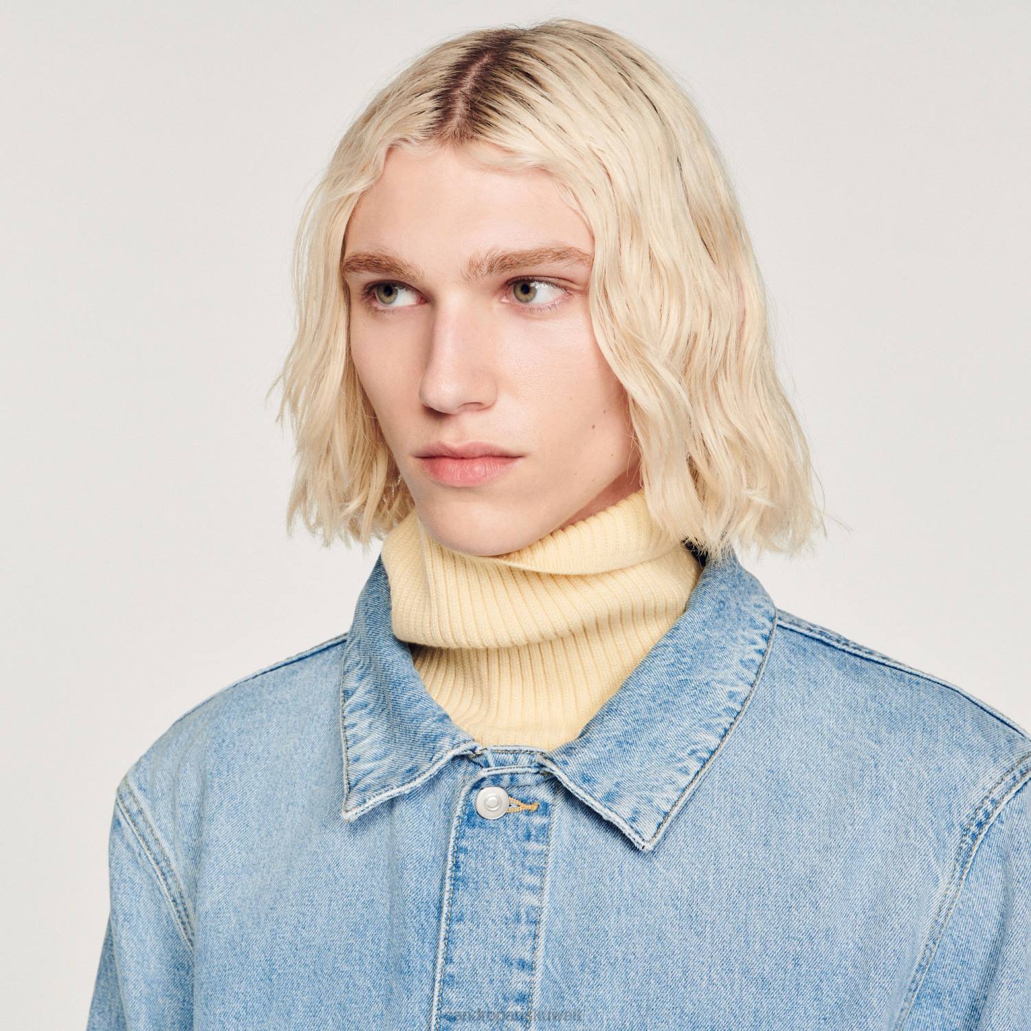 ثياب Sandro Paris سترة عامل الدنيم خمر أزرق فاتح رجال ZJ00743