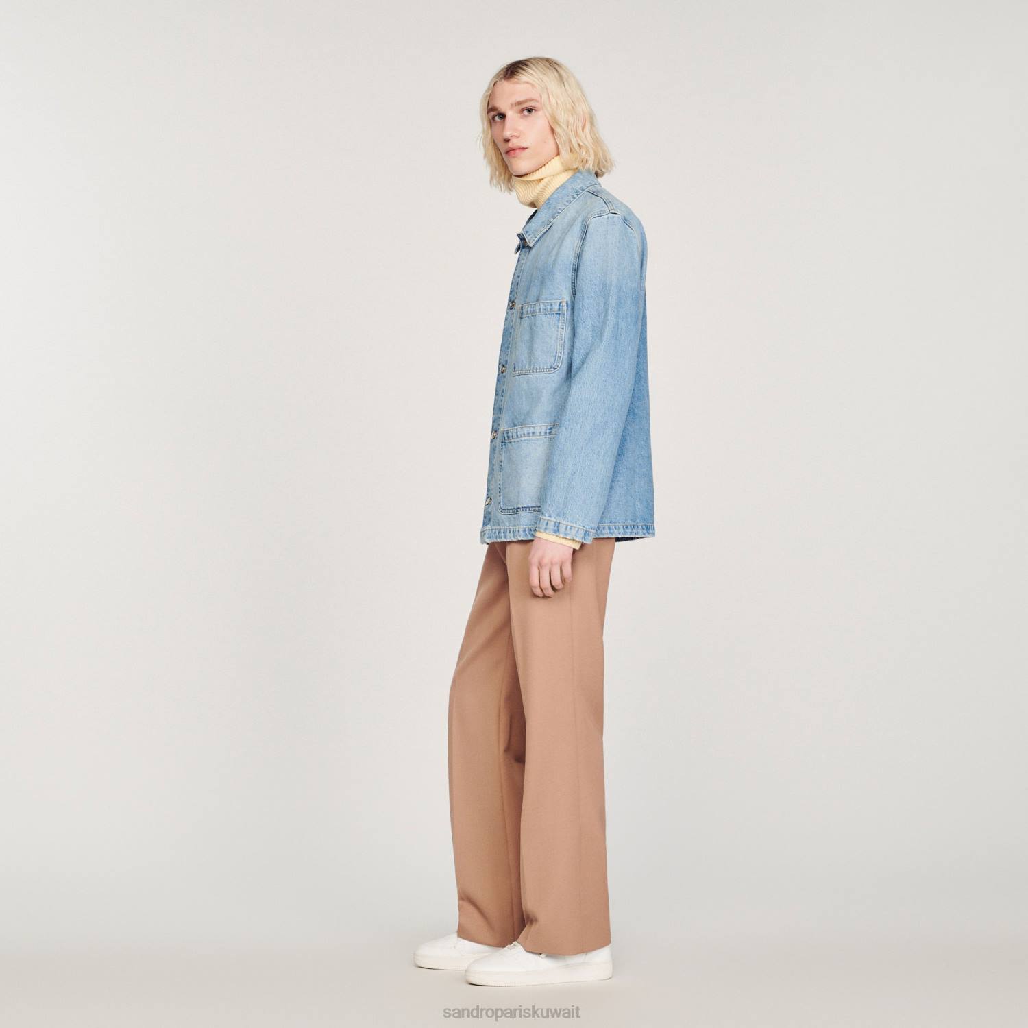 ثياب Sandro Paris سترة عامل الدنيم خمر أزرق فاتح رجال ZJ00743